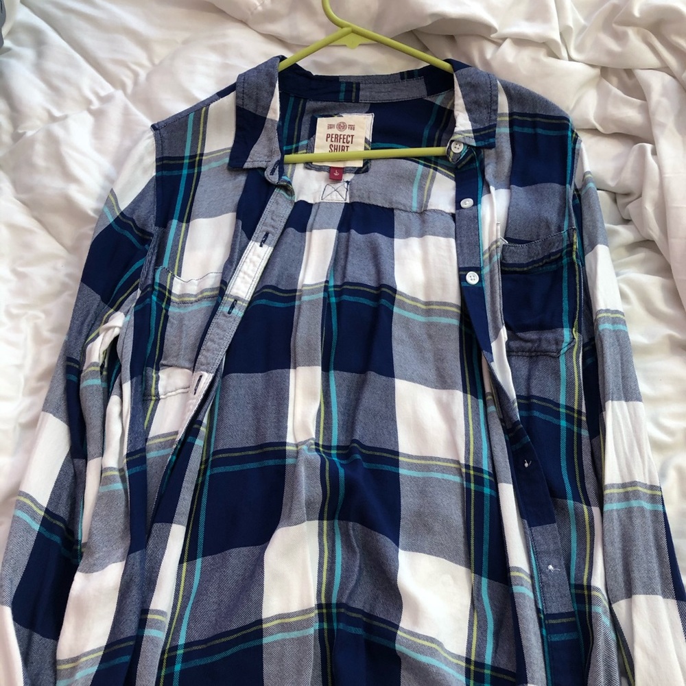 Plaid long sleeve button down
